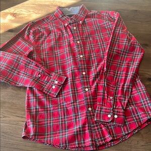 Tommy Hilfiger Men’s Red & Green Plaid Classic Fit Button Down Shirt Medium